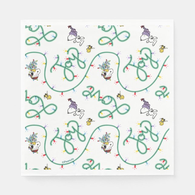 Peanuts | Shiny and Bright Christmas Love Pattern Napkins (Front)