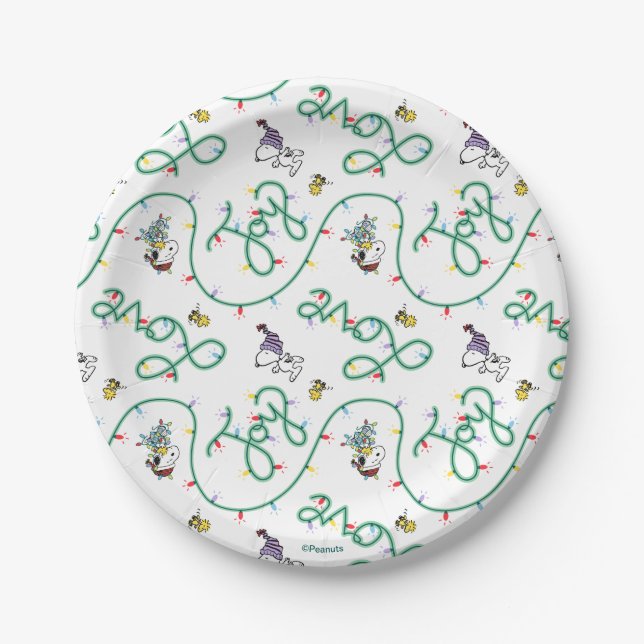 Peanuts | Shiny and Bright Christmas Love Pattern Paper Plates (Front)