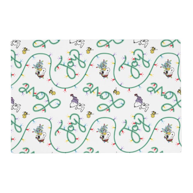 Peanuts | Shiny and Bright Christmas Love Pattern Placemat (Front)