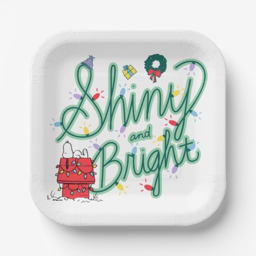 Peanuts  Shiny and Bright Christmas Paper Plates