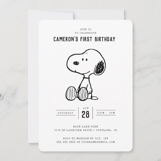 Peanuts | Simple Snoopy Birthday Invitation (Front)