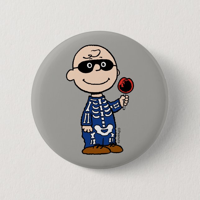 Peanuts | Skeleton Charlie Brown Button (Front)