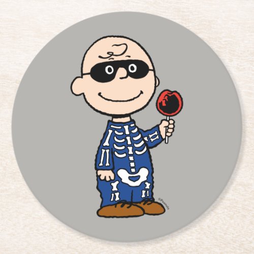 Peanuts  Skeleton Charlie Brown Round Paper Coaster