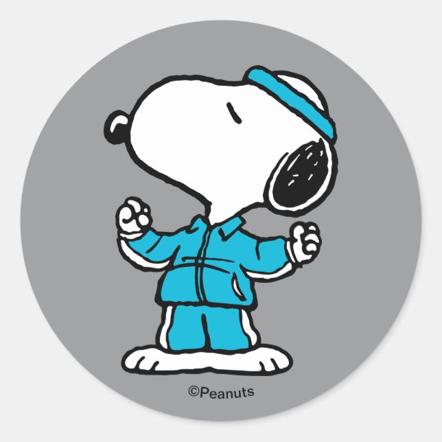Peanuts Snoopy Active Workout Classic Round Sticker (Front)