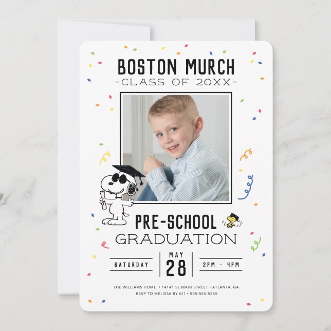 Peanuts | Snoopy and Woodstock Graduation Invitation (Front)