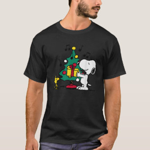 Peanuts Snoopy and Woodstock Holiday Christmas Tre T-Shirt