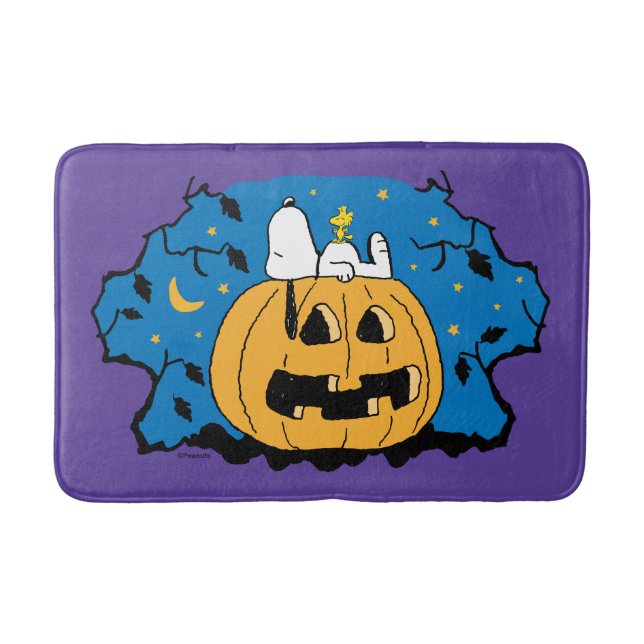 Peanuts | Snoopy and Woodstock Jack-O-Lantern Bath Mat (Front)