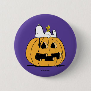 Peanuts   Snoopy and Woodstock Jack-O-Lantern Button