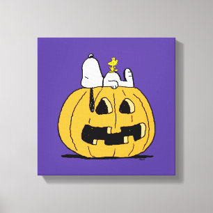 Peanuts   Snoopy and Woodstock Jack-O-Lantern Canvas Print