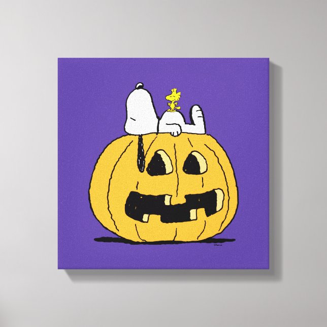 Peanuts | Snoopy and Woodstock Jack-O-Lantern Canvas Print (Front)