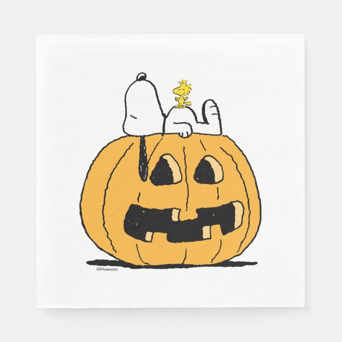 Peanuts Snoopy and Woodstock JackOLantern Napkins