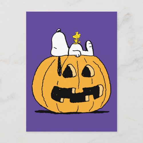Peanuts  Snoopy and Woodstock Jack_O_Lantern Postcard