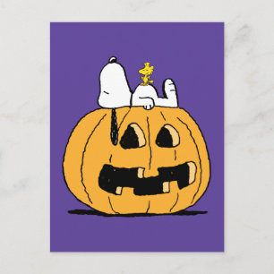 Peanuts   Snoopy and Woodstock Jack-O-Lantern Postcard