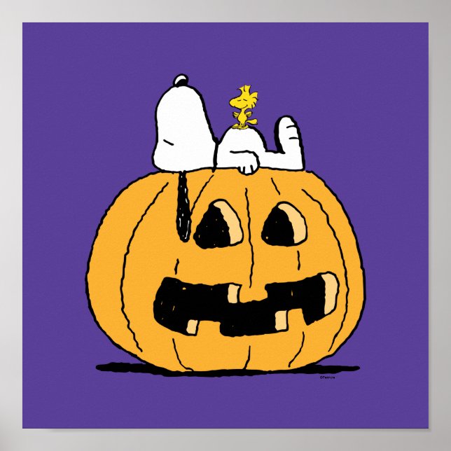 Peanuts | Snoopy and Woodstock Jack-O-Lantern Poster (Front)