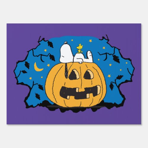 Peanuts  Snoopy and Woodstock Jack_O_Lantern Sign