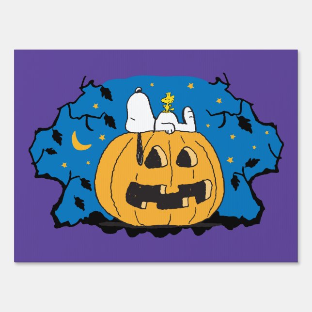 Peanuts | Snoopy and Woodstock Jack-O-Lantern Sign (Front)
