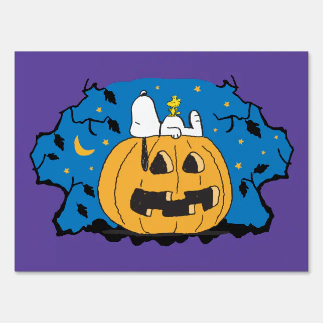 Peanuts Snoopy and Woodstock JackOLantern Sign Zazzle