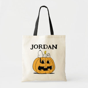 Peanuts Snoopy and Woodstock Jack-O-Lantern Tote Bag