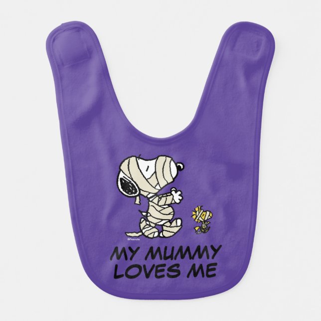 Peanuts | Snoopy and Woodstock Mummies Baby Bib (Front)