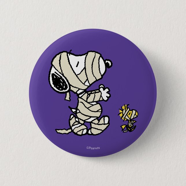 Peanuts | Snoopy and Woodstock Mummies Button (Front)