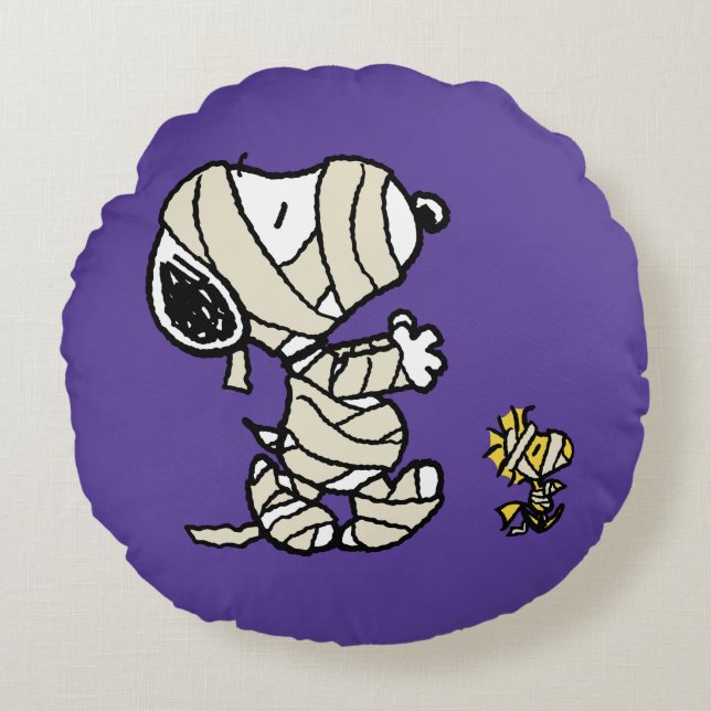 Peanuts | Snoopy and Woodstock Mummies Round Pillow (Front)