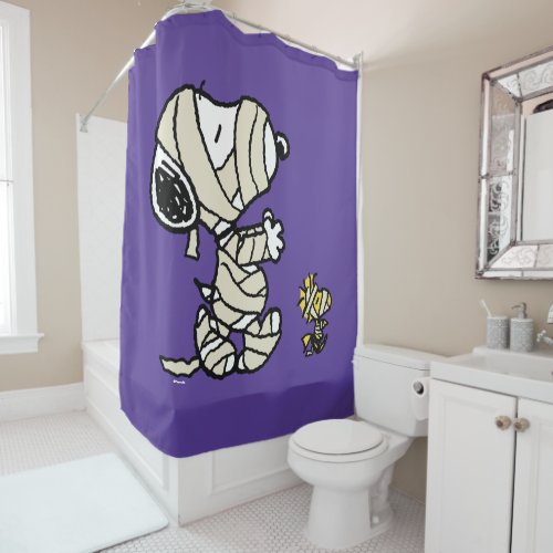 Peanuts  Snoopy and Woodstock Mummies Shower Curtain