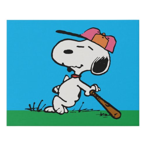 Peanuts  Snoopy at Bat Faux Canvas Print