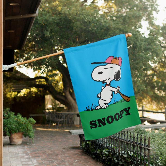 Peanuts | Snoopy at Bat House Flag (In SItu)