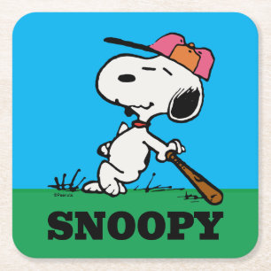 Peanuts Snoopy at Bat Square Paper Coaster