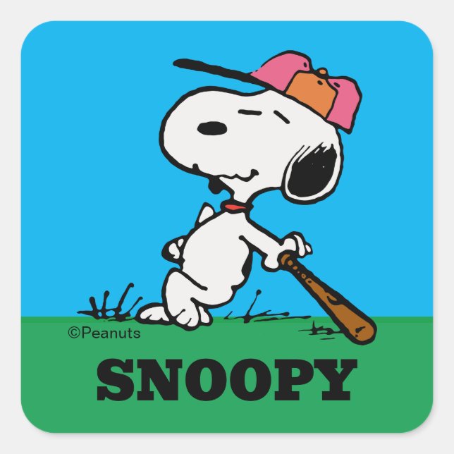 Peanuts | Snoopy at Bat Square Sticker (Front)