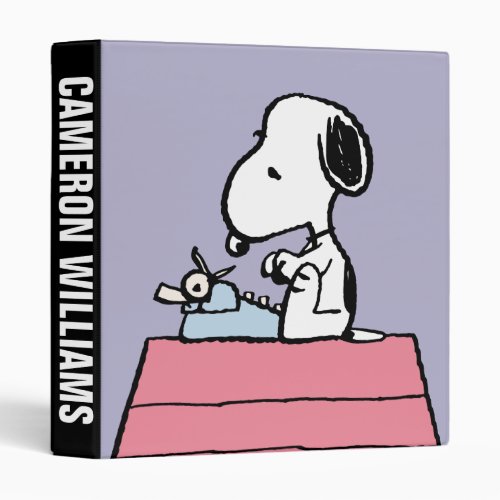 Peanuts  Snoopy at the Typewriter 3 Ring Binder