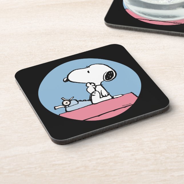 Peanuts | Snoopy at the Typewriter Beverage Coaster (Left Side)