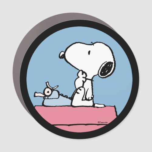 Peanuts  Snoopy at the Typewriter Car Magnet