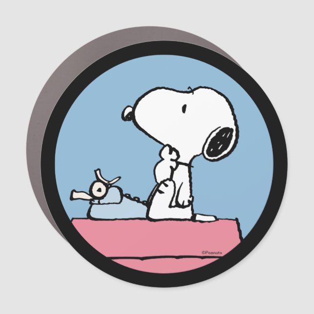Peanuts | Snoopy at the Typewriter Car Magnet (Front)