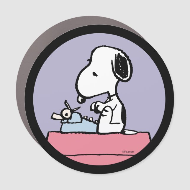 Peanuts | Snoopy at the Typewriter Car Magnet (Front)