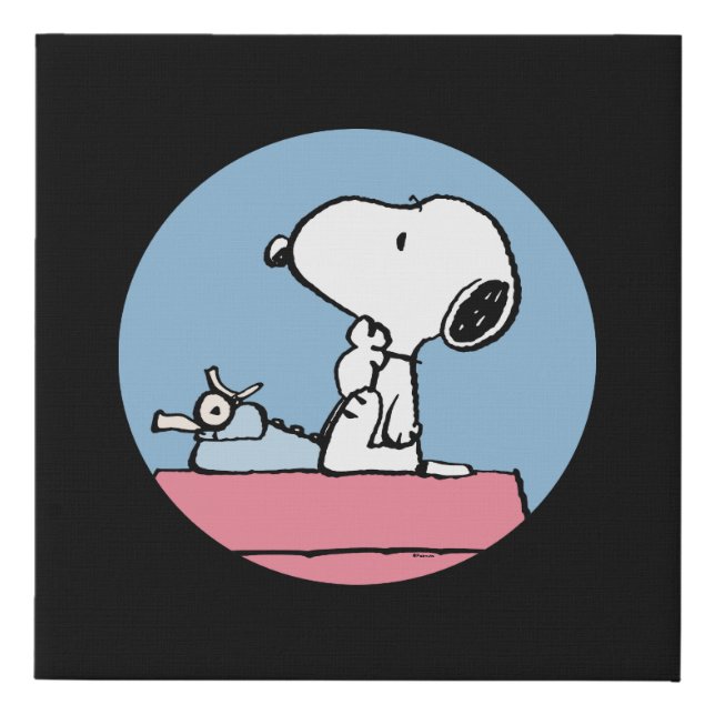 Peanuts | Snoopy at the Typewriter Faux Canvas Print (Front)