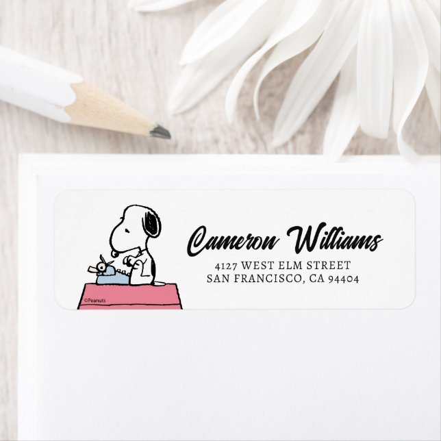 Peanuts | Snoopy at the Typewriter Label (Insitu)
