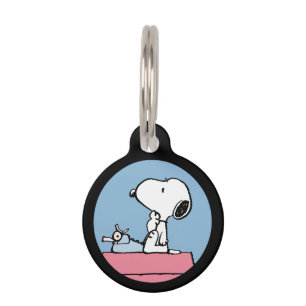 Peanuts Snoopy at the Typewriter Pet ID Tag