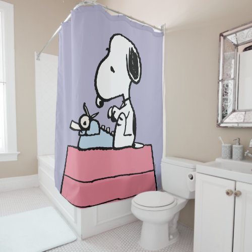 Peanuts  Snoopy at the Typewriter Shower Curtain