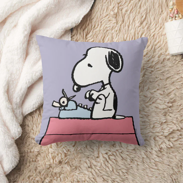 Peanuts Snoopy at the Typewriter Throw Pillow Zazzle