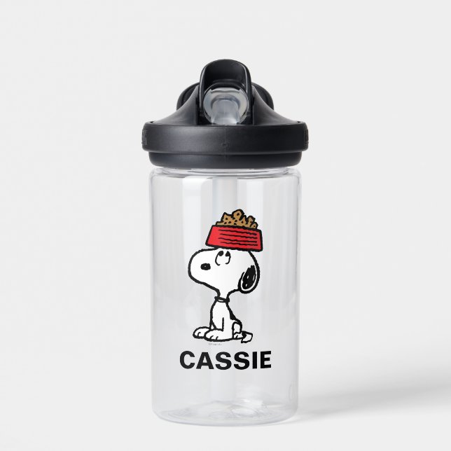 Peanuts | Snoopy Balancing | Add Your Name Water Bottle (Front)