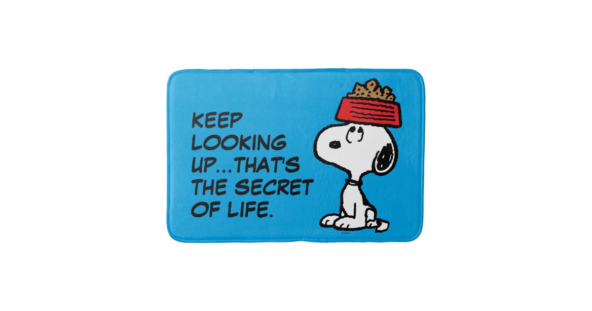 Peanuts Snoopy Balancing His Dog Dish Bath Mat Zazzle Com