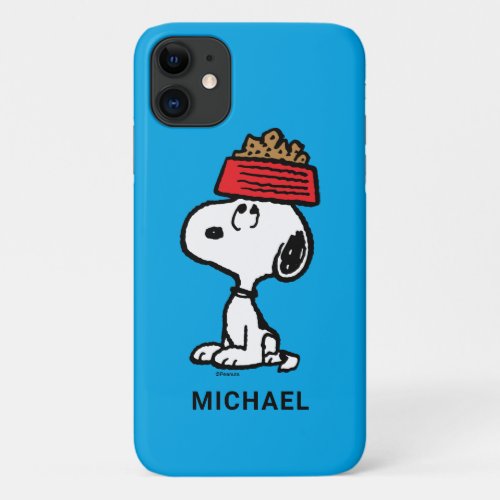 Peanuts  Snoopy Balancing His Dog Dish iPhone 11 Case