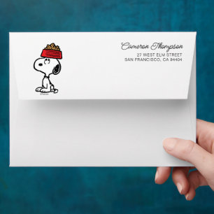 Peanuts Snoopy Balancing His Dog Dish Envelope