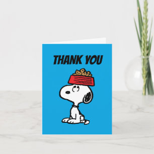 Peanuts Snoopy Balancing His Dog Dish Letterpress Thank You Card