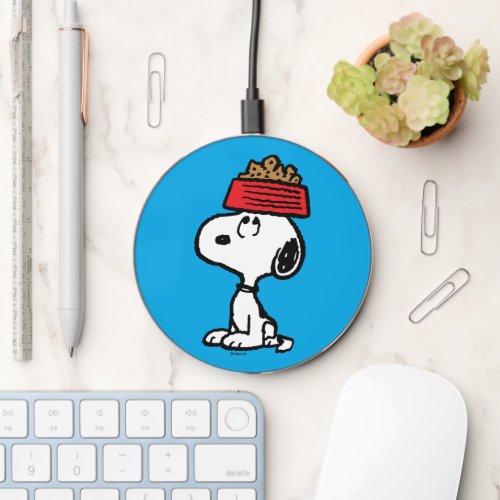 Peanuts  Snoopy Balancing His Dog Dish Wireless Charger