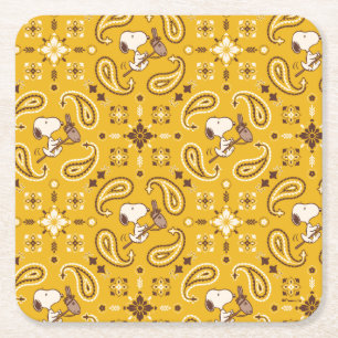 Peanuts   Snoopy Bandana Cowboy Square Paper Coaster