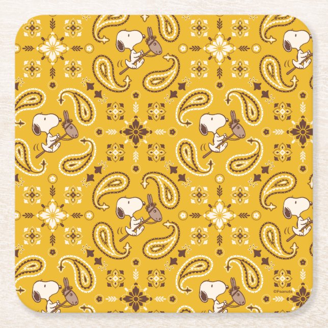 Peanuts | Snoopy Bandana Cowboy Square Paper Coaster (Front)