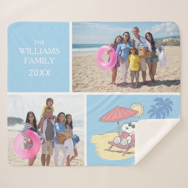 Peanuts | Snoopy Beach | Add Your Name & Photos Sherpa Blanket (Front (Horizontal))