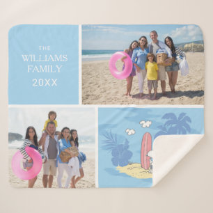 Peanuts Snoopy Beach Add Your Name & Photos Sherpa Blanket